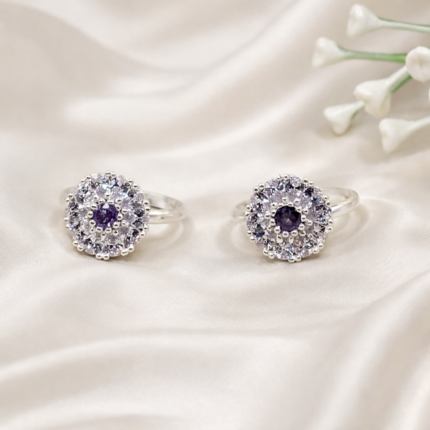 Crystal Bloom Pure Silver Toe Ring