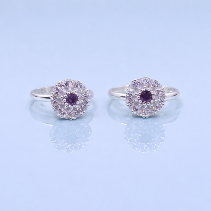 Crystal Bloom Pure Silver Toe Ring