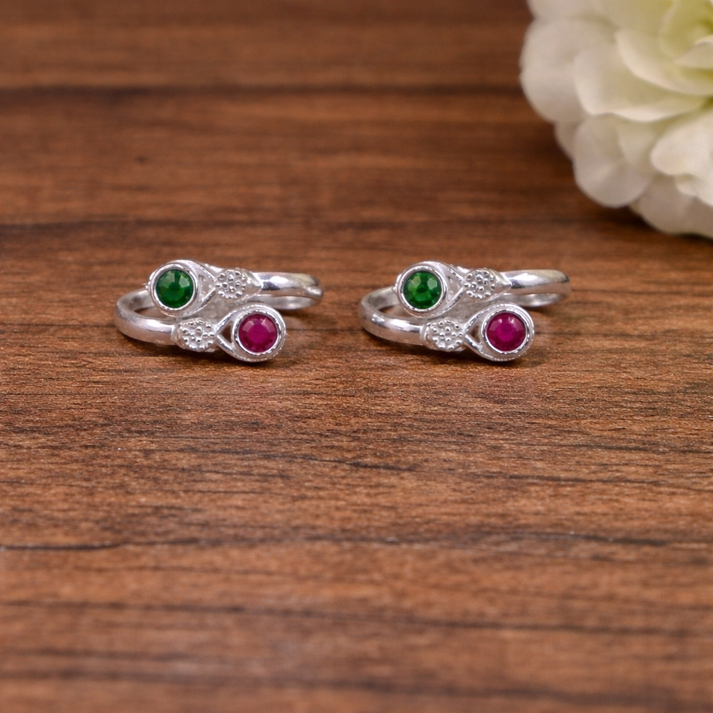 ChatGPT Image Mar 2, 2026, 12_55_44 PM Dual Stone Pure Silver Toe Ring