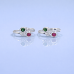 Dual Stone Pure Silver Toe Ring