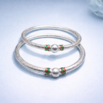 Pure Silver Bangles with Enamel Accents