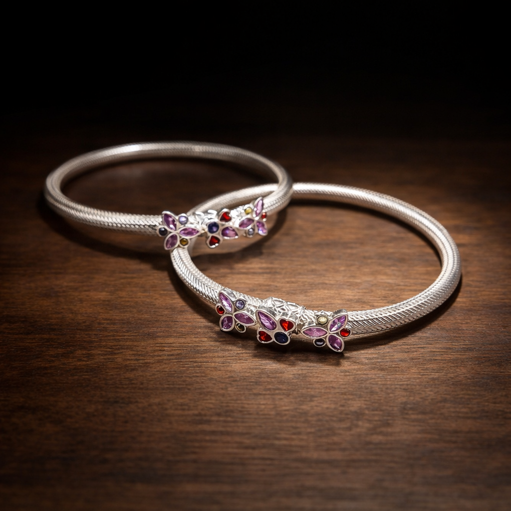ChatGPT Image Mar 7, 2026, 11_11_51 AM Pure Silver Bangles with Multicolor