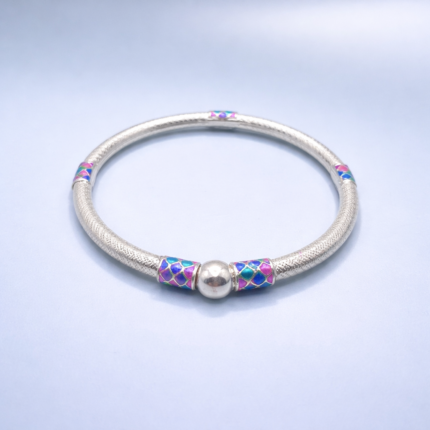 Pure Silver Enamel Pattern Bangle