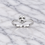 925 Silver Paw Print Heart Ring