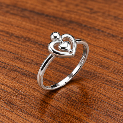 925 Silver Double Heart Ring