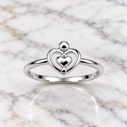 925 Silver Double Heart Ring