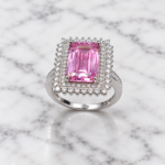 Royal Pink Emerald-Cut 925 Silver Ring