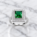 Emerald Green Princess Cut 925 Silver Ring