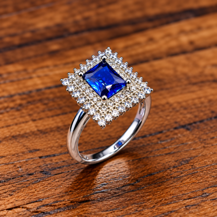 Royal Blue Emerald-Cut 925 Silver Ring