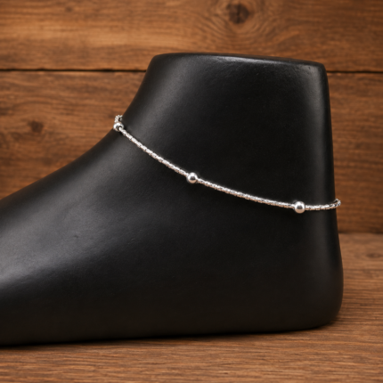 Pure Silver Beaded Payal