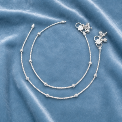 Pure Silver Beaded Payal