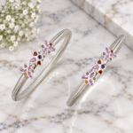 Pure Silver Bangles with Multicolor