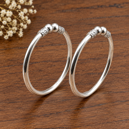 Pure Silver Classic Beaded Bangles