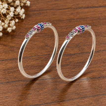 Elegant Enamel Silver Kada
