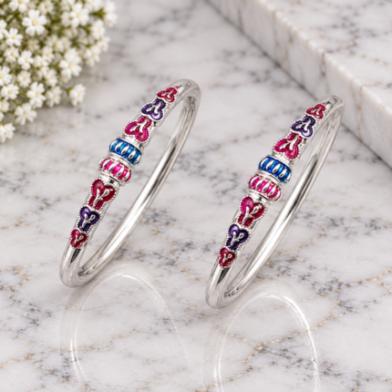 Elegant Enamel Silver Kada