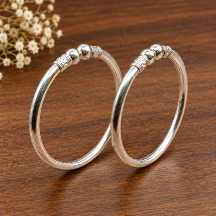 Pure Silver Engraved Beaded Bangles