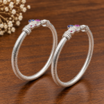 Pure Silver Peacock Design Bangle