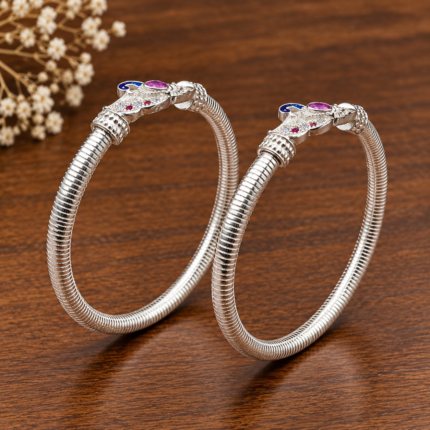 Pure Silver Peacock Design Bangle