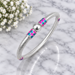 Pure Silver Enamel Pattern Bangle