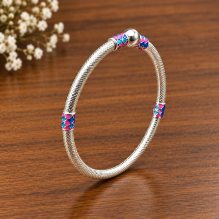 Pure Silver Enamel Pattern Bangle