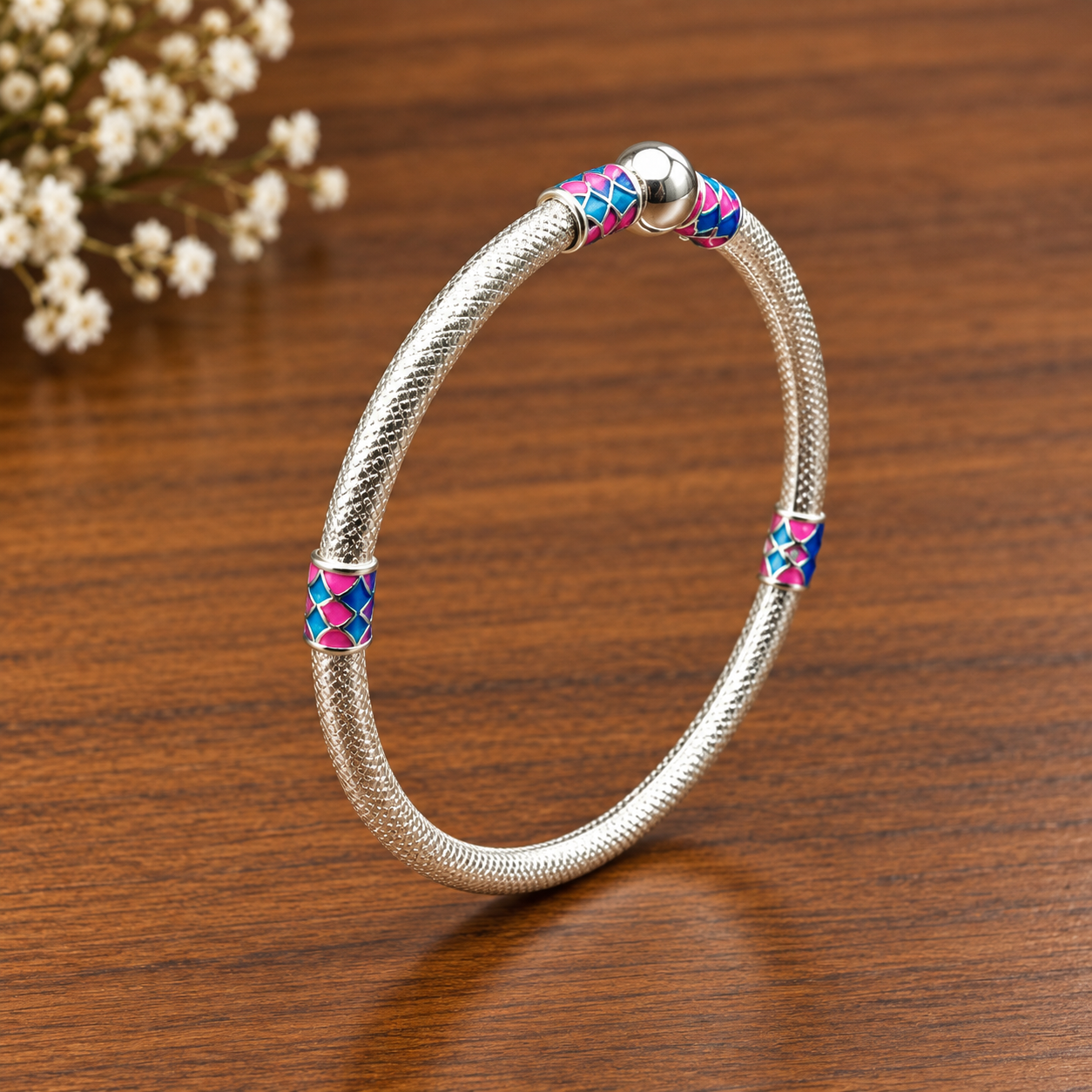 ChatGPT Image Sep 20, 2026, 11_04_05 AM Pure Silver Enamel Pattern Bangle
