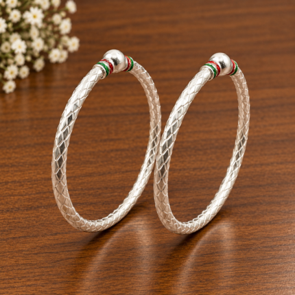 Pure Silver Bangles with Enamel Accents
