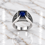 925 Silver Blue Stone Men's Ring