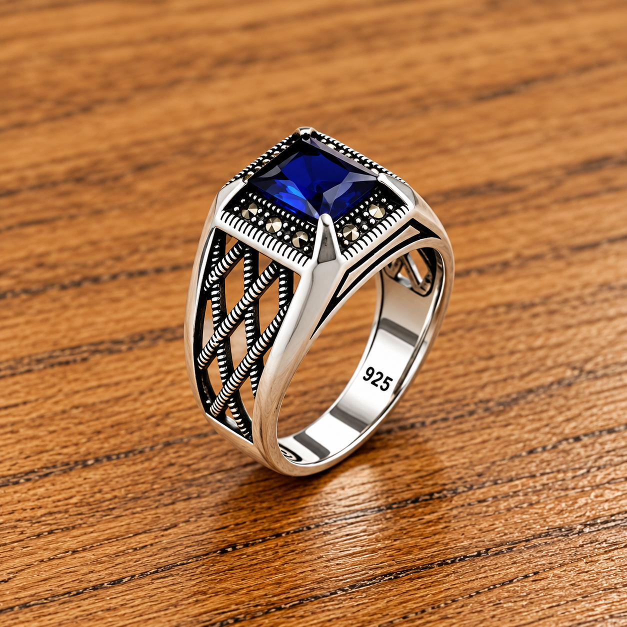 ChatGPT Image Sep 24, 2026, 07_24_25 PM 925 Silver Blue Stone Men's Ring