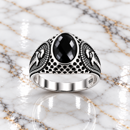 925 Silver Black Onyx Oxidized Ring