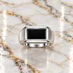 925 Silver Black Onyx Rectangle Ring