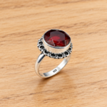 925 Silver Red Stone Ring