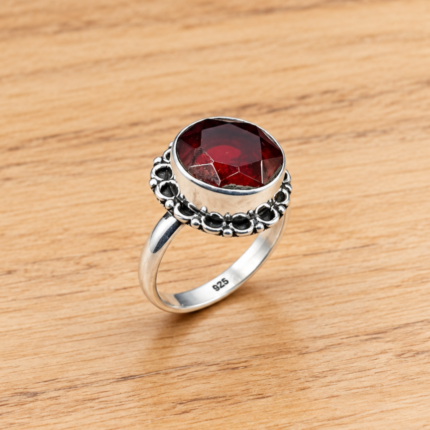 925 Silver Red Stone Ring