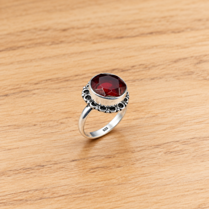 925 Silver Red Stone Ring