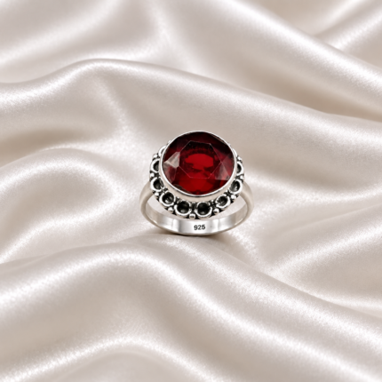 925 Silver Red Stone Ring