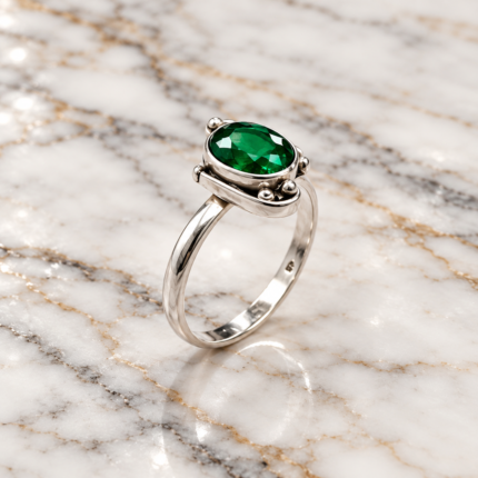925 Silver Green Stone Classic Ring