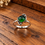 925 Silver Green Stone Classic Ring