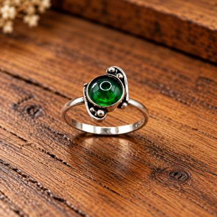 925 Silver Green Stone Classic Ring