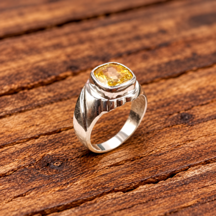 925 Silver Yellow Stone Ring