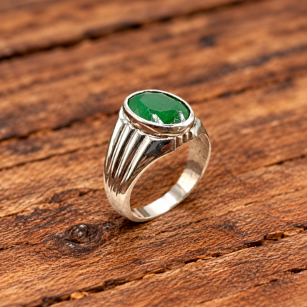 925 Silver Oval Green Onyx Ring