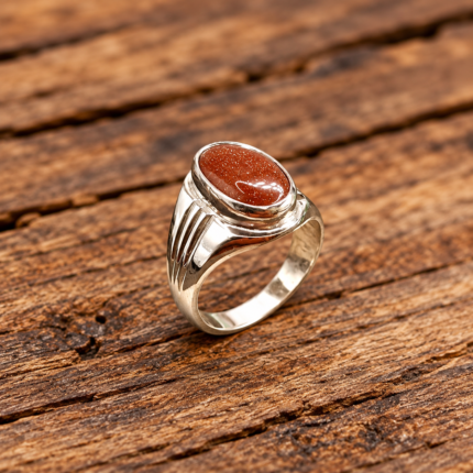 925 Silver Oval Brown Goldstone Ring