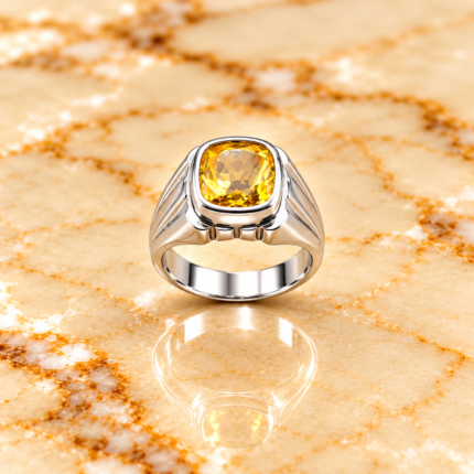 925 Silver Yellow Stone Ring