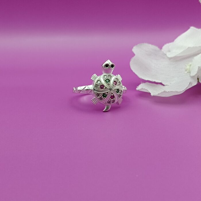 Elegant Silver Turtle Ring