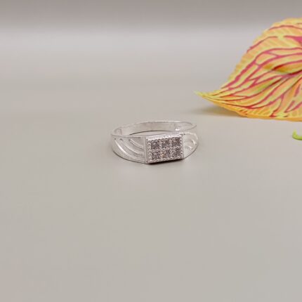 Pure Silver Square-Top Men's Ring