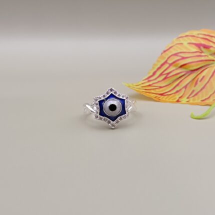 Star-Shaped Evil Eye Pure Silver Ring