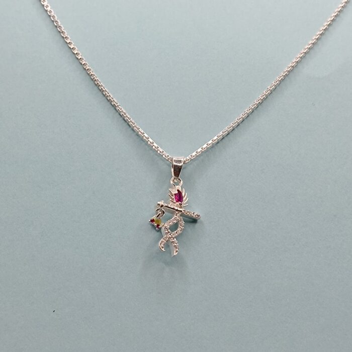 925 Silver Krishna Pendant with Stones
