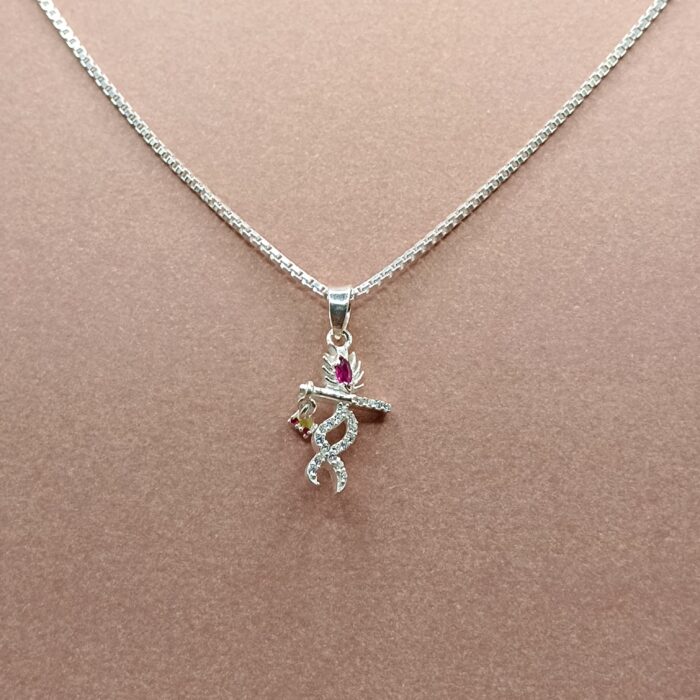 925 Silver Krishna Pendant with Stones