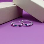 Pure Silver Floral Toe Rings with Multicolor Stones