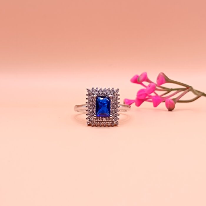 Royal Blue Emerald-Cut 925 Silver Ring