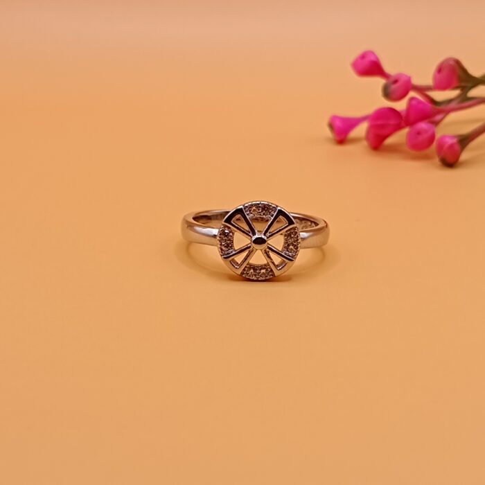 Crystal Bow Disc 925 Silver Ring