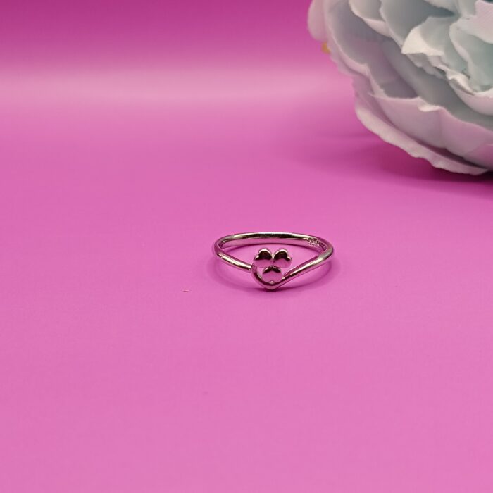 925 Silver Paw Print Heart Ring
